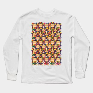 Mexican Doll, María. Mexican Otomi Doll Pattern. Traditional Mexican Rag Doll Long Sleeve T-Shirt